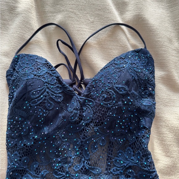 La Femme Navy Prom Dress - Picture 7 of 11